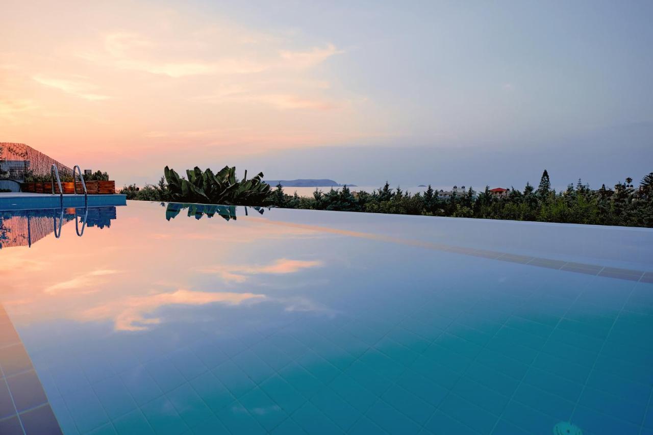 Four Seasons Private Villa - Seaview - Big Heated Pool - Gym - Sport Activities Gouves Eksteriør billede