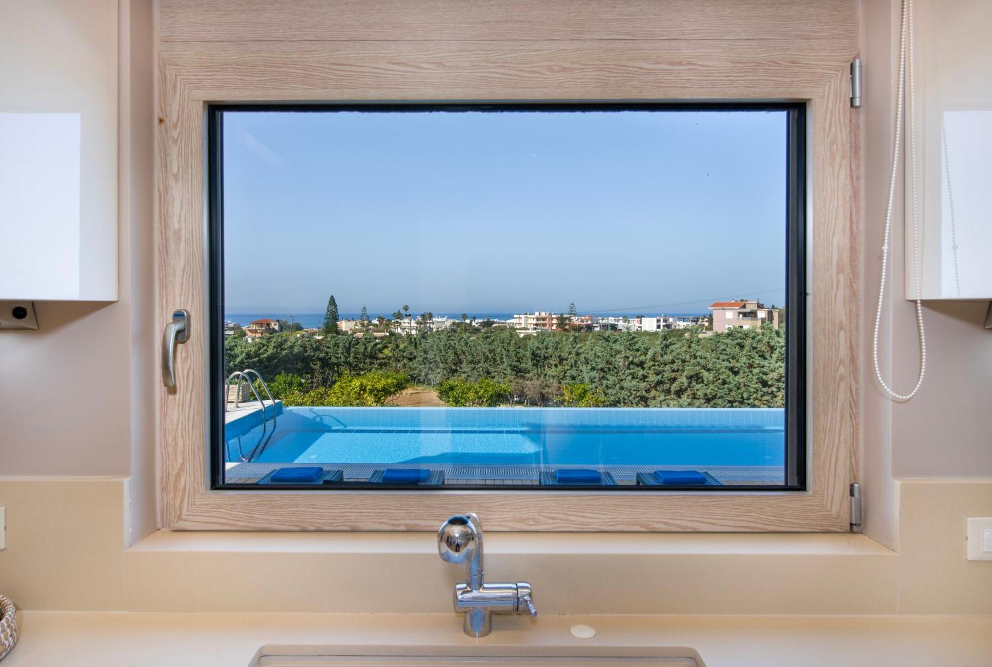Four Seasons Private Villa - Seaview - Big Heated Pool - Gym - Sport Activities Gouves Eksteriør billede