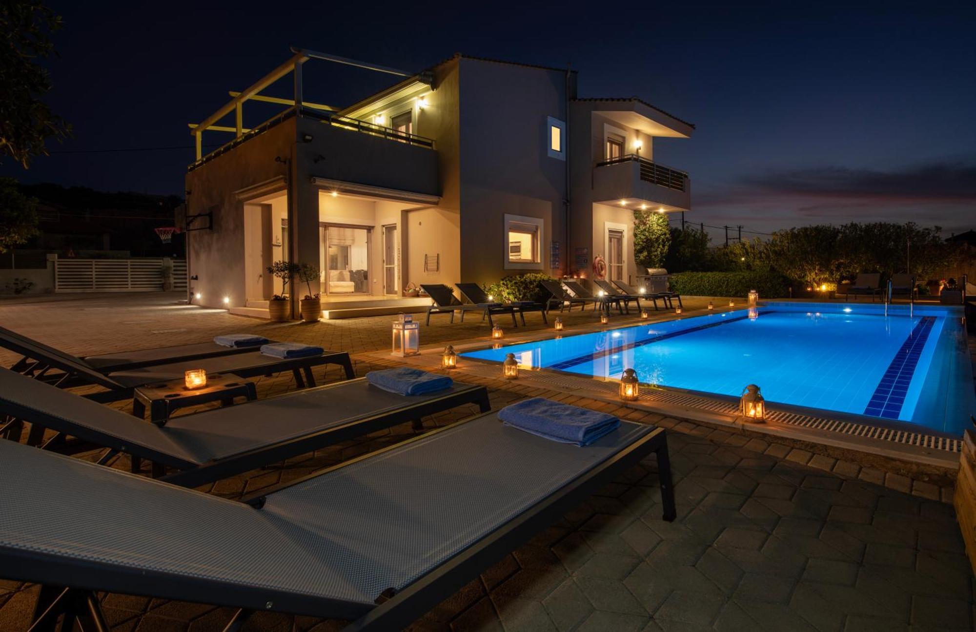 Four Seasons Private Villa - Seaview - Big Heated Pool - Gym - Sport Activities Gouves Eksteriør billede
