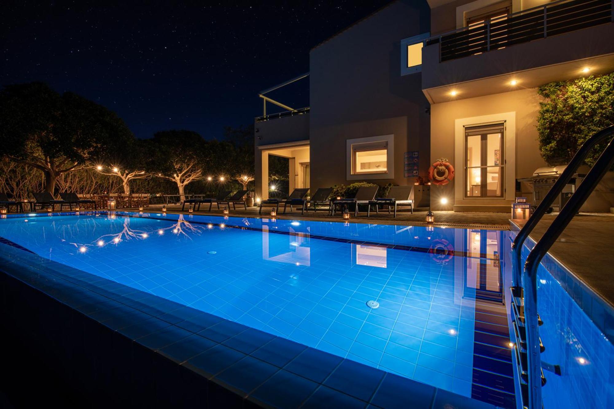 Four Seasons Private Villa - Seaview - Big Heated Pool - Gym - Sport Activities Gouves Eksteriør billede