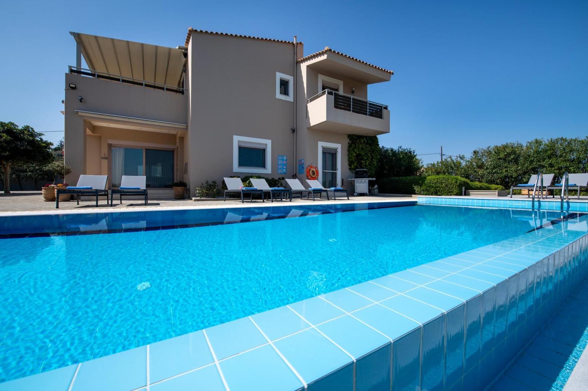 Four Seasons Private Villa - Seaview - Big Heated Pool - Gym - Sport Activities Gouves Eksteriør billede