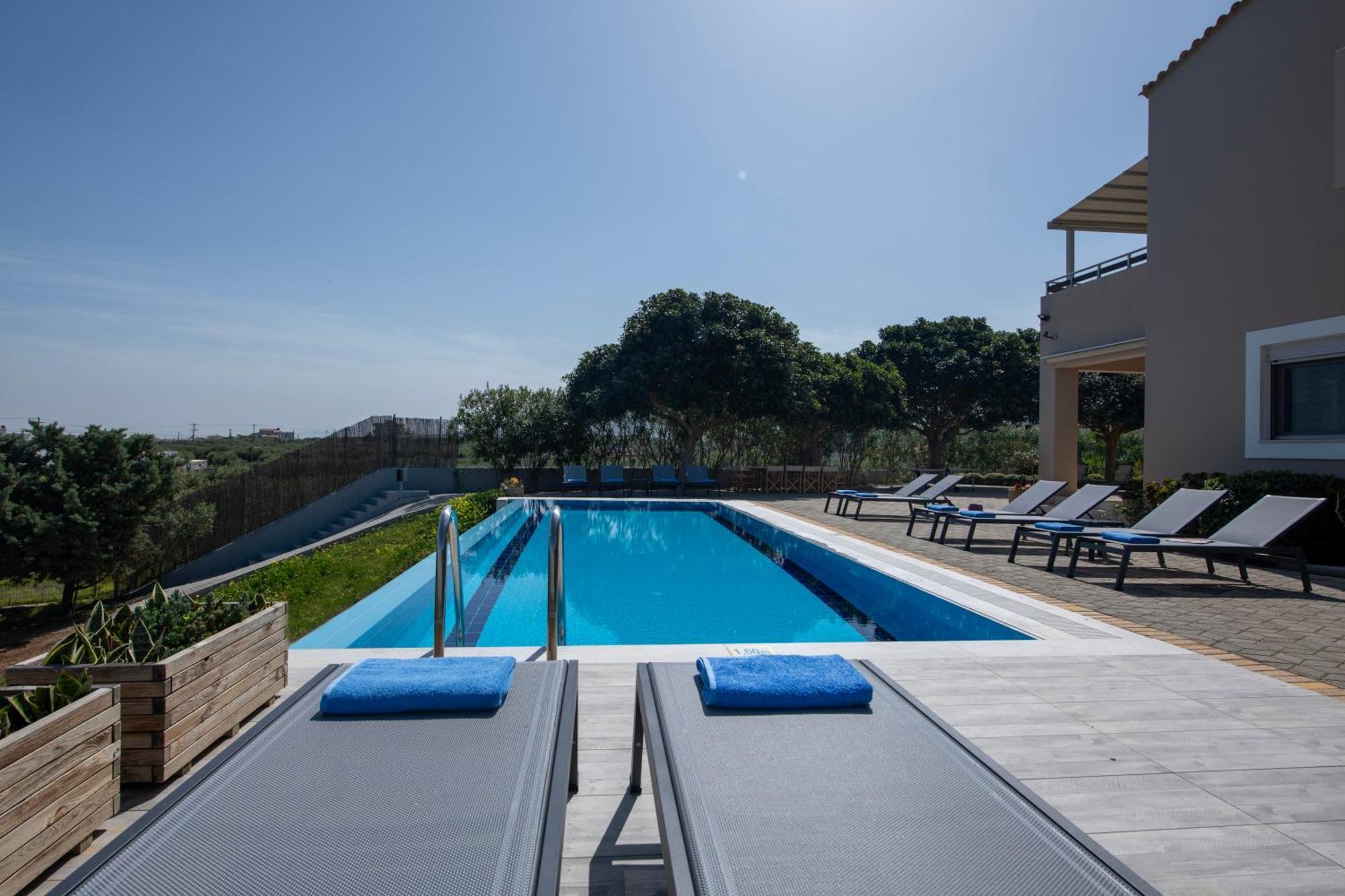 Four Seasons Private Villa - Seaview - Big Heated Pool - Gym - Sport Activities Gouves Eksteriør billede